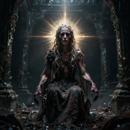 a portrait of a mysterious being with leprosy in an enclosed dark damp liminal post apocalyptic space, unreal engine, ultra realism, atmospheric lighting, epic, magical feel, creepy, surreal