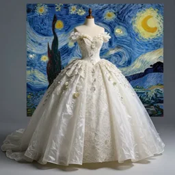 Stunning picture of a magnificent ball gown designed by Vincent Van Gogh