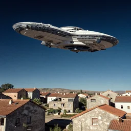 spaceship above houses by alejandro burdisio