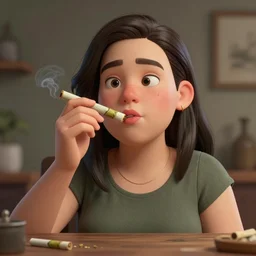 cartoon caricature portrait of a character trying out a fat cannabis joint with sensibility. octane 4 k render by eyvind earle, female australian award winning illustration