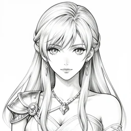 alluring highly detailed manga line art portrait of (1) Jaheira from Baldur's Gate 2, very detailed