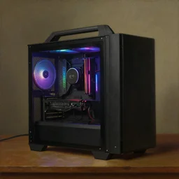 a painting by Francisco de Goya of an RGB gaming pc, 1820 Romanticism painting, RGB gaming pc