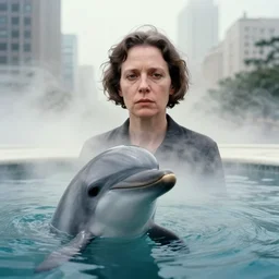 cinestill 5 0 d candid photographic portrait by helen levitt of a dolphin being president in the oval office moody emotional cinematic, white pale concrete city, dust storm, 8 k, hd, high resolution, 3 5 mm, f / 3 2, ultra realistic faces, ex machina