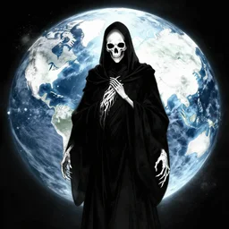 a death god lacking the world, digital illustration,