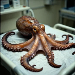 7 0 s movie still of an octopus in the hospital, cinestill 8 0 0 t 3 5 mm eastmancolor, heavy grain, high quality, high detail