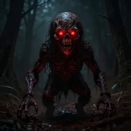 photograph of a creepy creatuee by chris raimo art, scary, red lights, 1 9 1 6, atmospheric