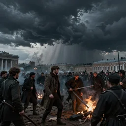 russian revolution 1 9 1 0, ominous evening, after the storm, drama, by rozalski and kenton nelson, artstation