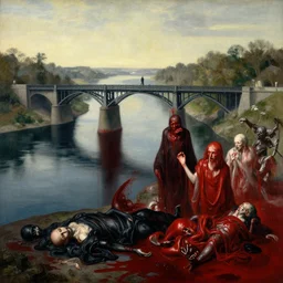 this reservoir is at below of the death bridge. it's combine blood from sin souls. this for soaking obscene souls., artwork by james ensor