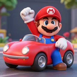 mario as a car, highly detailed, extremely high quality, hd, 4 k, 8 k, professional photographer, 4 0 mp, lifelike, top - rated, award winning, realistic, detailed lighting, detailed shadows, sharp, no blur, edited, corrected, trending