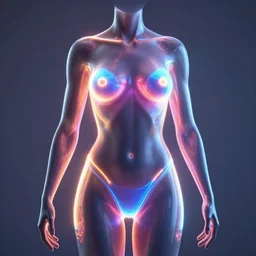 3 d neon art of a womens body, ultra detailed