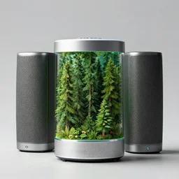 green forest in the shape of Sonos speakers