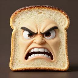 a piece of bread that is really angry