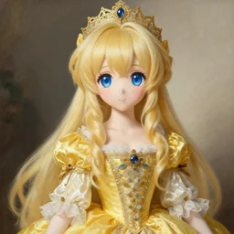 portrait rococo painting of Princess Riliane Lucifen d'Autriche Vocaloid kagamine Rin, yellow ornate dress, by Maurice-Quentin de La Tour, detailed blue eyes, detailed big eyes, detailed big eyes, detailed big eyes, detailed big eyes, detailed big eyes, detailed big eyes, detailed big eyes, detailed big eyes, detailed big eyes, detailed big eyes, detailed big eyes, detailed big eyes, detailed big eyes, detailed big eyes, detailed big eyes, detailed big eyes, detailed big eyes