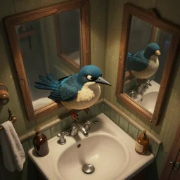 a bird's eye view from the top of the bathroom from the movie the shining, extremely detailed digital video, trending artstation concept art sharp focus, cartoon style