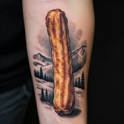 a tattoo of a single churro stick