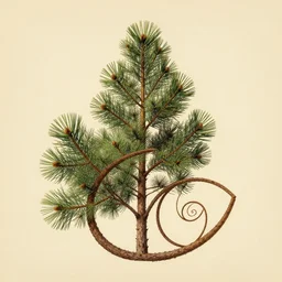 conifer. retro art by jean giraud. fibonacci