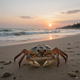 Horseshoe crab on the beach during sunset, award winning photograph