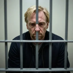 sad Julian Assange in solitary confinement