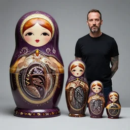 aligned xenomorph nesting dolls, by h. r. giger and tony sandoval.