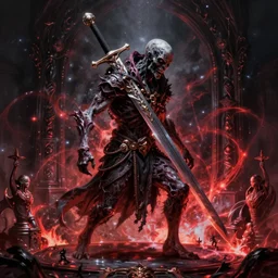 A decrepit undead being carrying a greatsword by andres rios artstation, stunning fantasy horror, smooth, intricate, ornate, galactic energy, blood aura, sacrificial altar, digital painting, artstation, concept art, morbid fantasy, sharp focus, illustration, trending on artstation