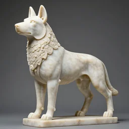 anthropomorphic marble wolf warrior statue.