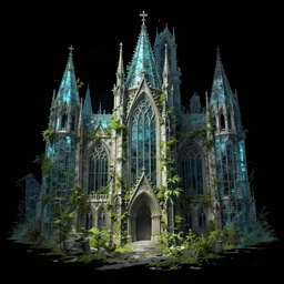 dramatic color, overgrown gothic architecture, in abandoned city glass, dramatic, artstation, by wayne barlowe, trending on pixiv, by wlop, by atey ghailan, black background