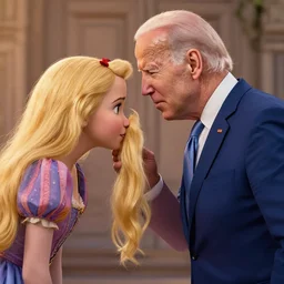 joe biden smelling rapunzel ’ s hair, highly detailed, pixar art, 8 k, realistic, disney movie poster