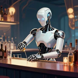 cyborg bartender digital art