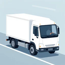 vector illustration, future concept of innovation transportation of goods. man drives a self - propelled truck. autonomous truck.