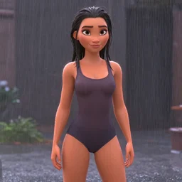 fully body pose, photo of a very beautiful!! victoria secret model, pixar, wet hair, raining, 8 k, hdr, smooth, sharp focus, high resolution, award - winning photo, trending on artstation, dslr, 5 0 mm