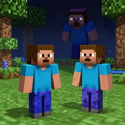 minecraft steve plays leauge of lengends in minecraft while herobrine is lurking in the shadows