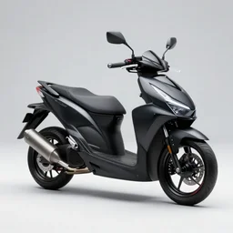 photo of a futuristic honda burgmann concept scooter, slick rims, black matte paintjob, tiranium racing exhaust, studio light, 8 5 mm, f / 1. 3