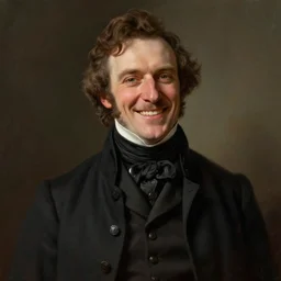portrait of a smiling victorian man wearing a waistcoat, happy, detailed face, victorian, highly detailed, cinematic lighting, digital art painting by greg rutkowski