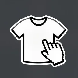 vector drawing of a cursor holding a t - shirt