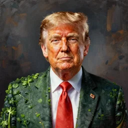 a portrait of donald trump, made of vegetables