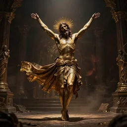jesus christ strikes a dramatic dance pose during the apocalypse, intricate, hyper detailed, accent lighting, dramatic light, 4 k octane render