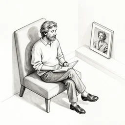 the artist waits for recognition, by the classical masters, watercolor, pen illustration, isometric illustration,