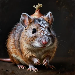 frost rat portrait, baroque painting, onion head