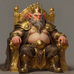 a detailed portrait of a fat goblin king sitting on a golden throne, by justin gerard and greg rutkowski, digital art, realistic painting, dnd, character design, 4 k, unreal engine, trending on artstation