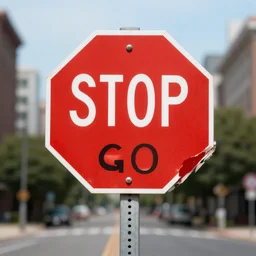 a stop sign that says go