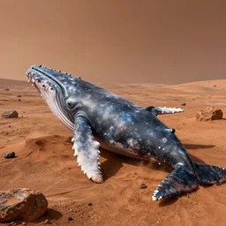 dead whale on mars, photorealistic, very detailed, high definition landscape, beautiful whale, award winning photograph