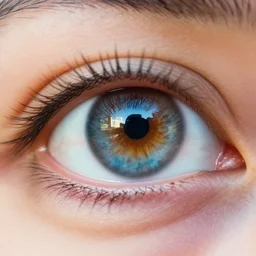 highly detailed photograph of an eye, a city is sen in the reflection of the eye, vibrant colours, Macroshot, trending on artstation