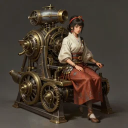 machine, steampunk, edo style, lilia alvarado, highly detailed, digital painting, smooth, sharp focus