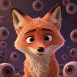 a film still from pixar main character portrait anthro anthropomorphic fox head animal person fursona nick wilde pixar and disney animation, sharp, rendered in unreal engine 5, anime key art by greg rutkowski, bloom, dramatic lighting chaotic cursed multiple pupils texture disaster bad modeling beginner render