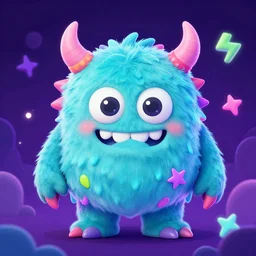 a cute neon punky monster