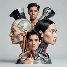 kodak portra, shintaro kago, studio light, fashion photography, symmetrical, head splitting, exploded view anatomy, head neck shoulders, victo ngai, kilian eng, alex grey, moebius, digital art, masterpiece, fantastically beautiful, inspired by beksinski, dan mumford, upscale with simon stalenhag work, artstation, 8 k
