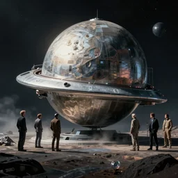 digital render space science fiction digital matte painting bruce pennington, zaha hadid, beeple, john schoenher, syd mead