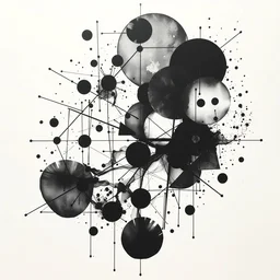 tattoo design on paper, random geometric shapes, heavy black ink, monotone, art nouveau, art by greg rutkowski, joe fenton, ruan jia