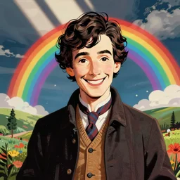 rainbow smiling happy sherlock holmes pop art.