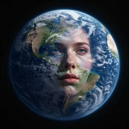 portrait of concave earth, dramatic lighting, hyper realism,